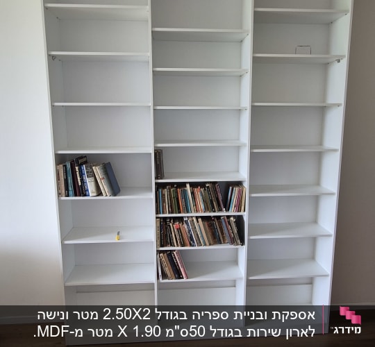 מדף ספרים לבן עם ספרים חלקיים